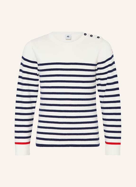 PETIT BATEAU Pullover ECRU/ DUNKELBLAU