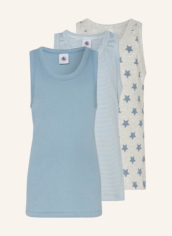PETIT BATEAU 3-pack undershirts BLUE GRAY / LIGHT GRAY / WHITE