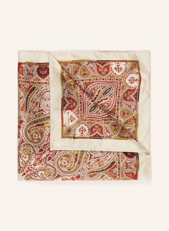 ETRO Einstecktuch aus Seide ECRU / ROT