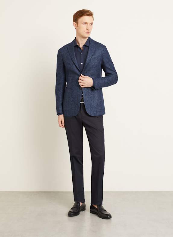 ZEGNA Sako Extra Slim Fit s příměsí lnu 728 Medium Blue