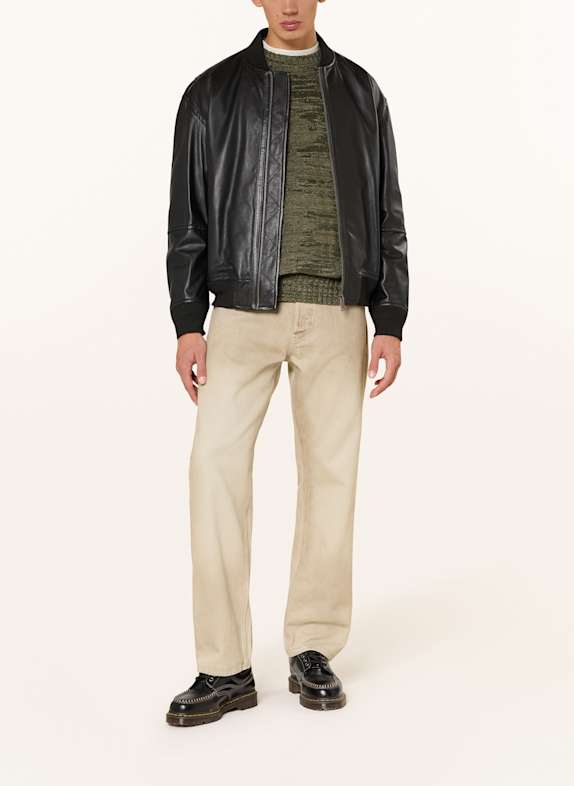BOSS Leren blouson JOBRICE ZWART