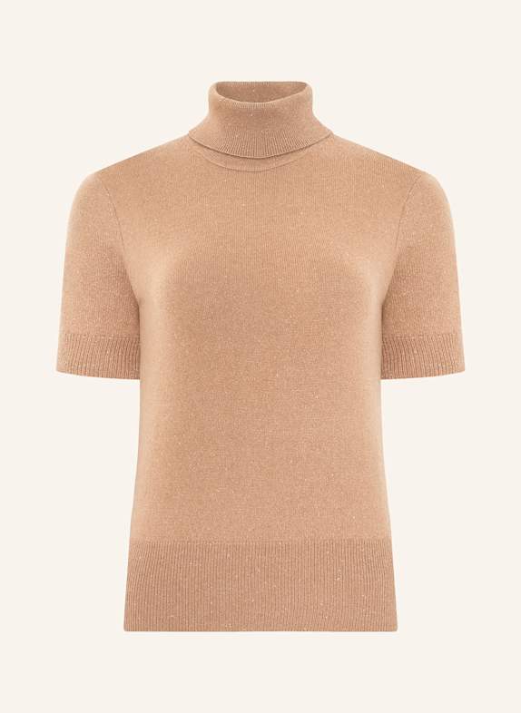 SLY 010 Rollkragenpullover FRANCI aus Cashmere mit Glitzergarn CAMEL