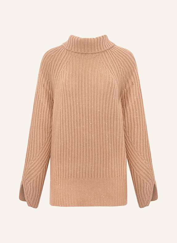 SLY 010 Cashmere-Pullover XORA mit Glitzergarn CAMEL