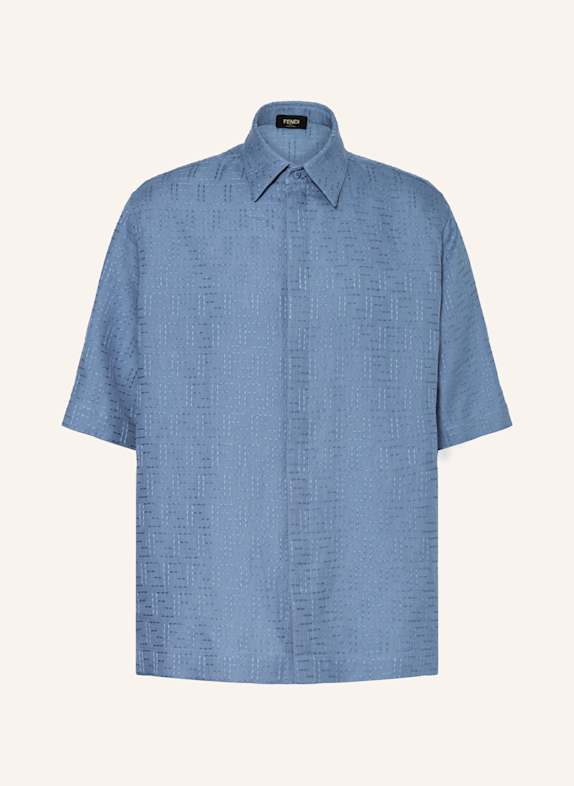 FENDI Jacquard-Hemd Relaxed Fit aus Leinen BLAUGRAU