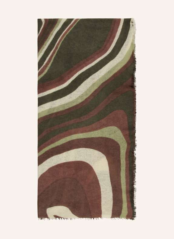 PURSCHOEN Scarf with alpaca DARK BROWN/ ECRU/ GREEN