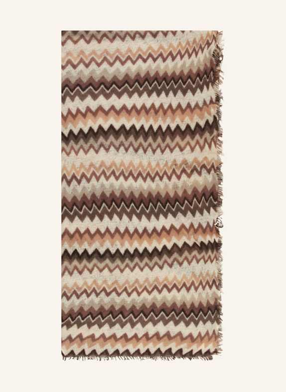 PURSCHOEN Cashmere scarf CREAM/ BROWN/ GRAY