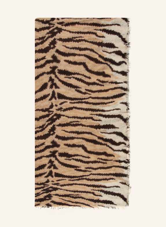 PURSCHOEN Cashmere scarf TIGER CAMEL CAMEL/ CREAM/ BLACK