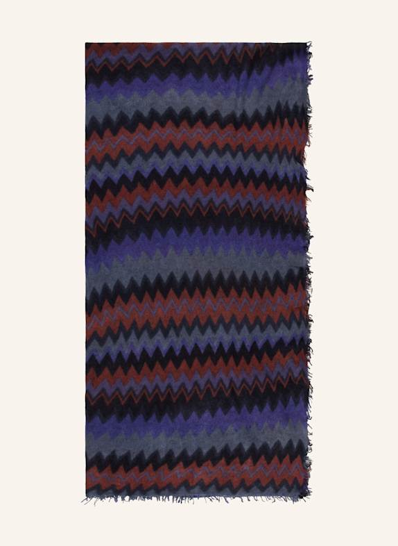 PURSCHOEN Cashmere-Schal DUNKELBLAU/ DUNKELROT/ GRÜN