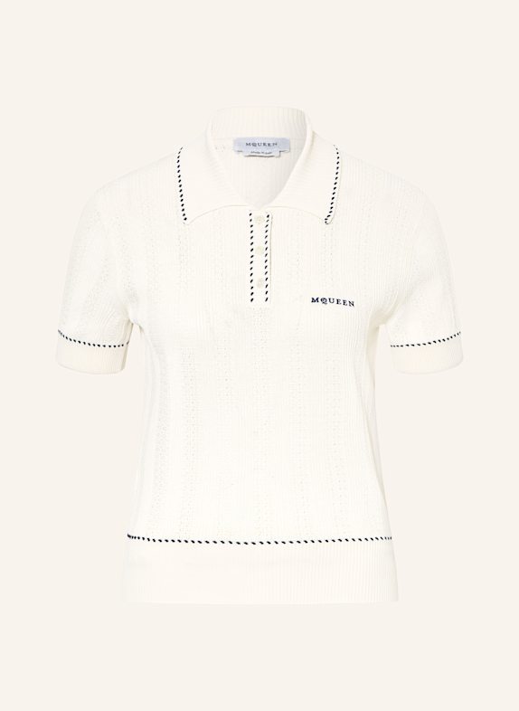 McQUEEN Knitted polo shirt ECRU/ DARK BLUE