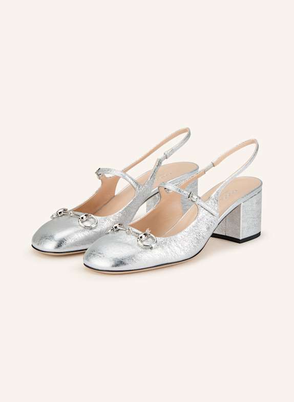 GUCCI Slingback pumps GALASSIA SILVER