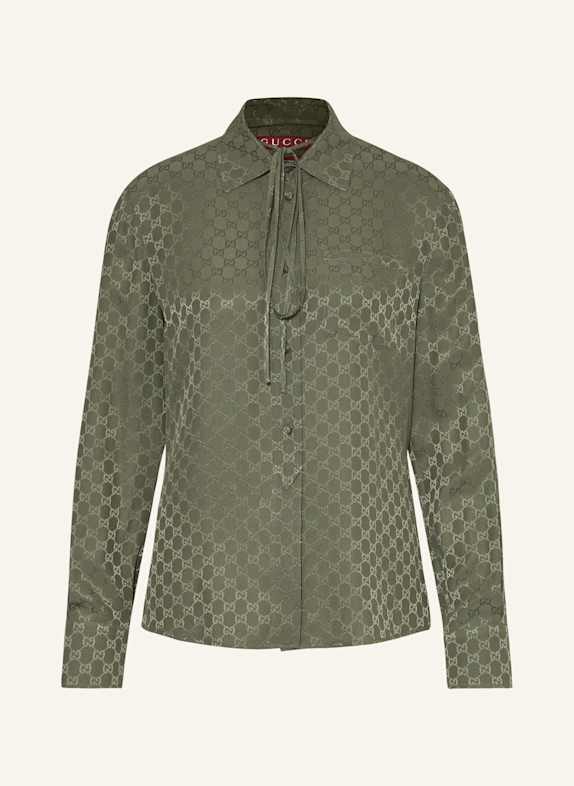 GUCCI Jacquard blouse made of silk OLIVE