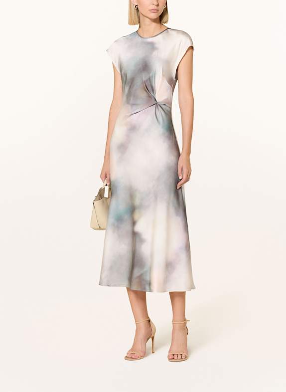 SWING robe en satin BLEU PÉTROLE/ BLANC/ LILAS CLAIR
