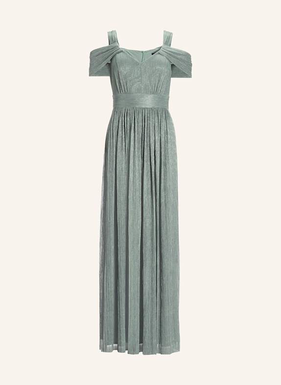 SWING Abendkleid mit Plissees und Glitzergarn DUNKELGRÜN