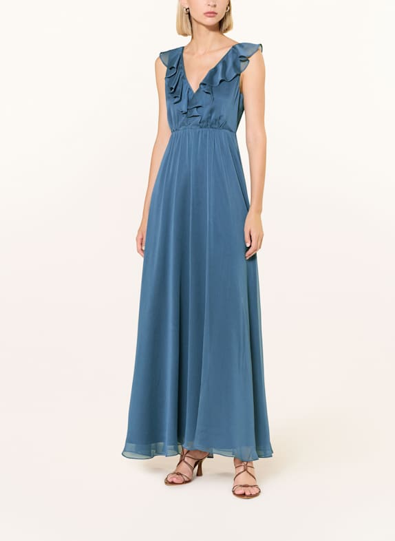 SWING Abendkleid mit Volants BLAU
