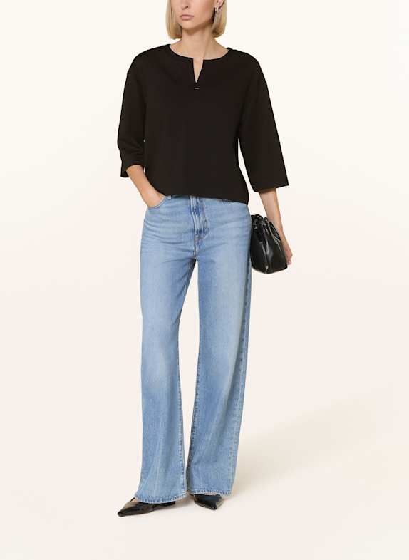 monari Sweatshirt mit 3/4-Arm und Schmucksteinen SCHWARZ