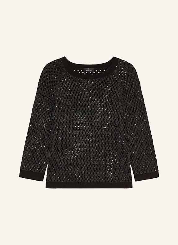 monari Pullover mit 3/4-Arm und Pailletten SCHWARZ