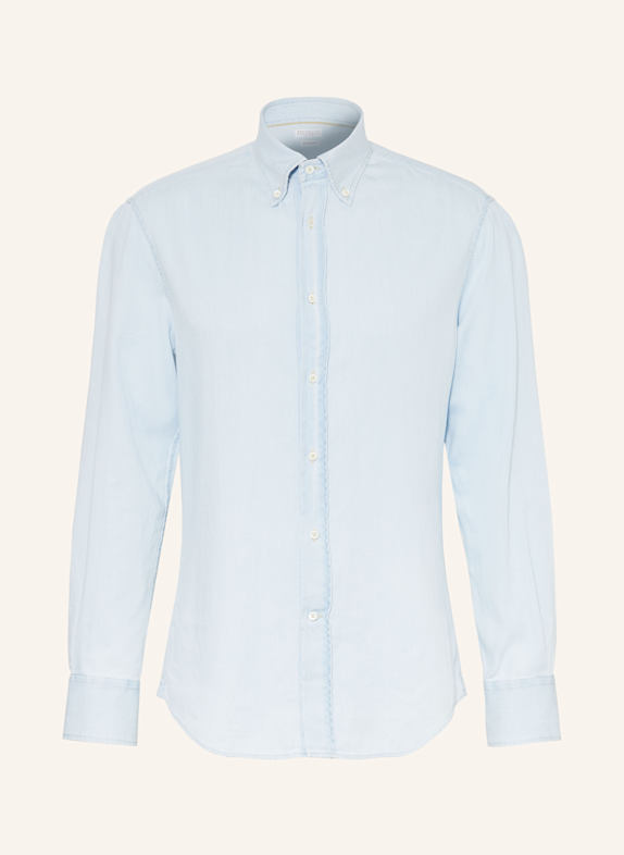 BRUNELLO CUCINELLI Hemd Slim Fit in Jeansoptik HELLBLAU