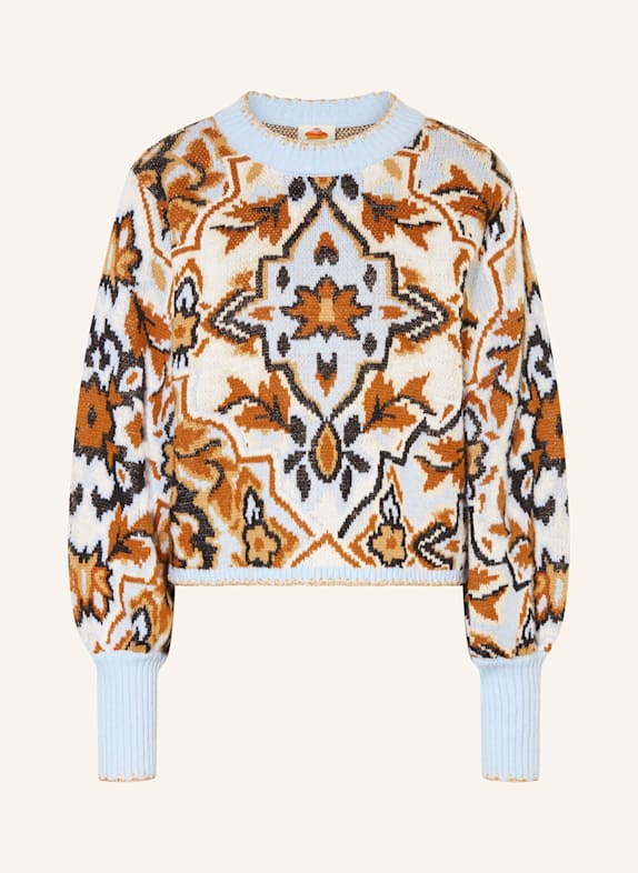 FARM RIO WINTER TAPESTRY sweater ECRU / BEIGE / LIGHT BLUE