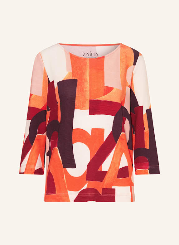ZAÍDA Shirt mit 3/4-Arm ECRU/ ORANGE/ DUNKELROT