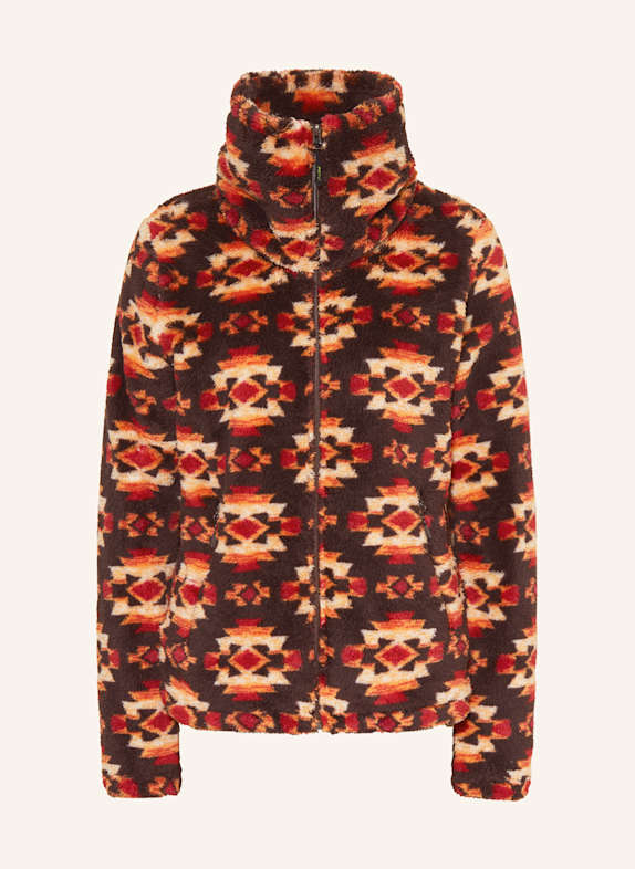 me°ru' Fleece jacket KURGAN DARK BROWN/ RED/ ORANGE