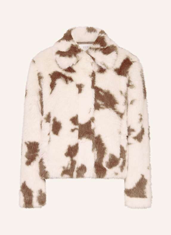 YERSE Kunstpelz-Jacke CARMY ECRU / BRAUN