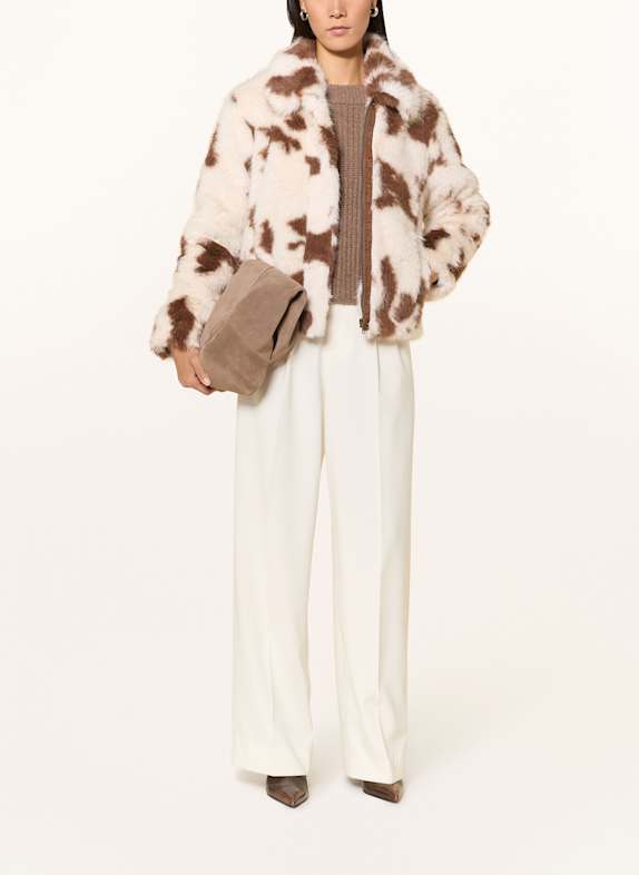 YERSE Kunstpelz-Jacke CARMY ECRU / BRAUN