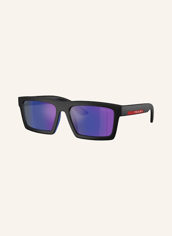 PRADA LINEA ROSSA Sonnenbrille PS A07S 1BO05U - SCHWARZ/ DUNKELBLAU VERSPIEGELT