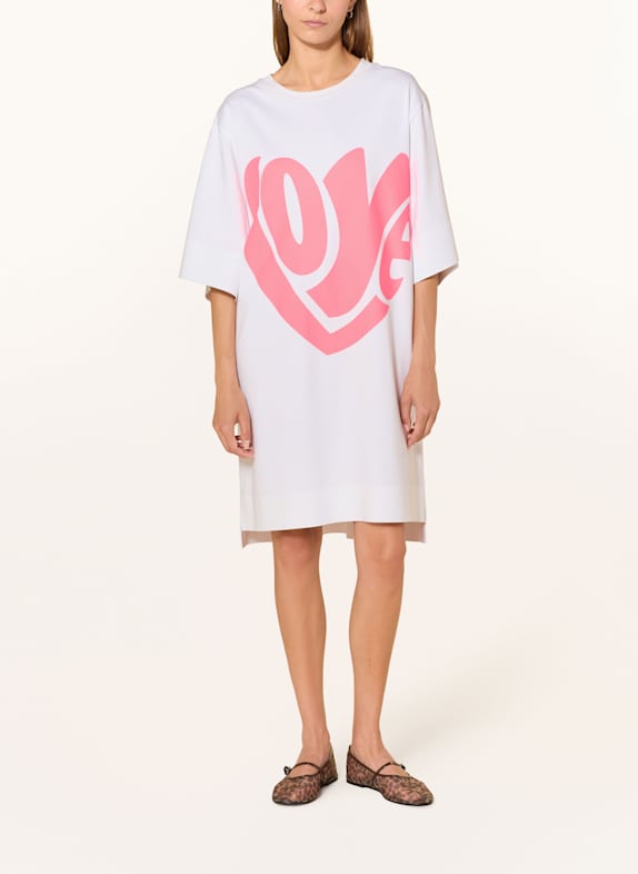 miss goodlife Sweatkleid WEISS/ NEONPINK
