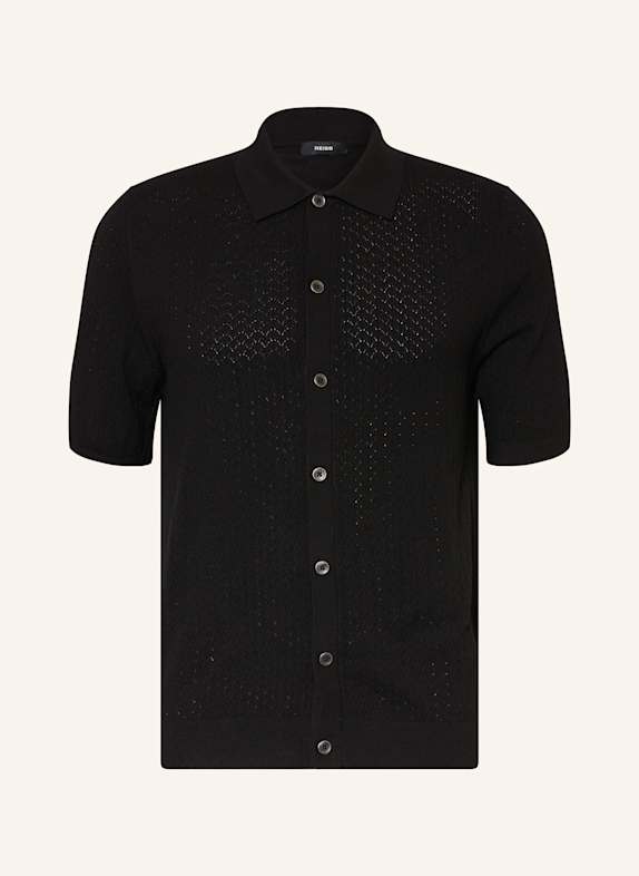 REISS Strickhemd THAMES Regular Fit SCHWARZ