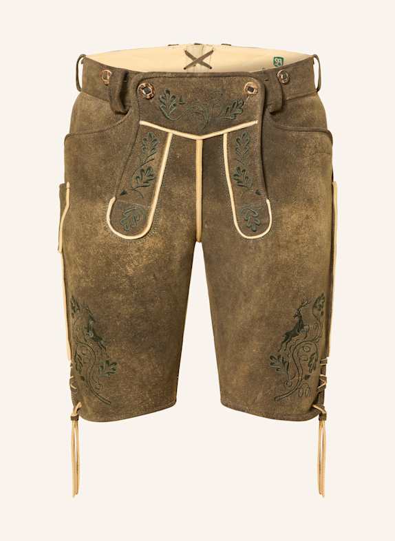 BECKERT Pantalon en cuir traditionnel BAYRISCHZELL-MANUFAKTUR MARRON FONCÉ/ GROEN