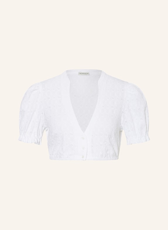 Heimatglück Tracht Dirndlbluse ROMY mit Rüschen WEISS