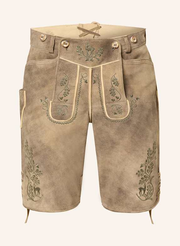 OSTARRICHI Pantalon en cuir traditionnel FRANZ MARRON/ OLIVE
