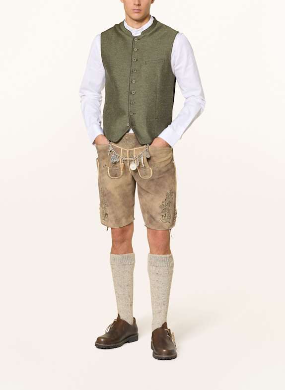 OSTARRICHI Pantalon en cuir traditionnel FRANZ MARRON / OLIVE