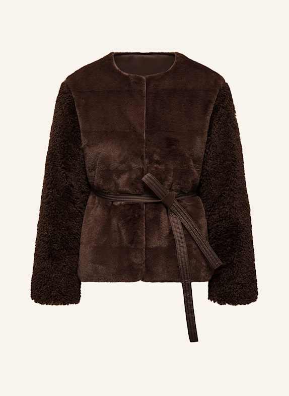 MONCLER Daunenjacke JOUILLAT mit Kunstpelz DUNKELBRAUN