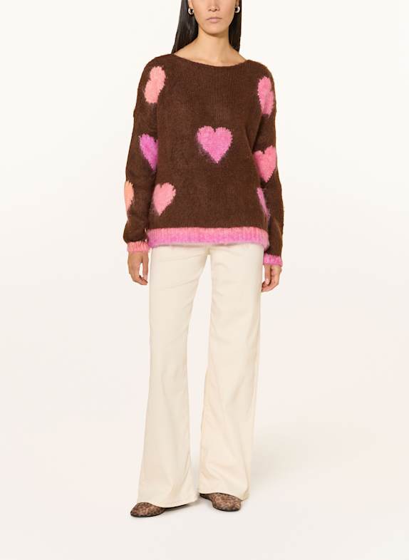 miss goodlife Trui met alpaca MARRON FONCÉ / ROZE