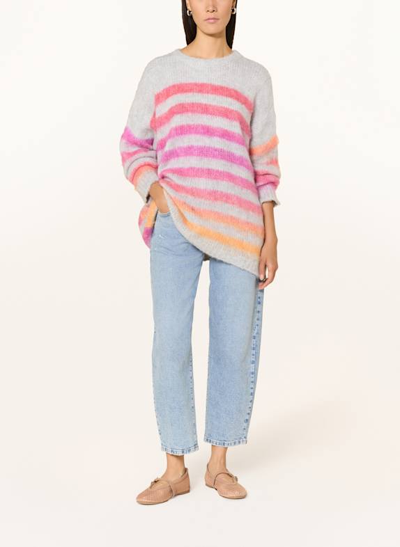miss goodlife Trui met alpaca LICHTGRIJS / LICHTROOD / FUCHSIA