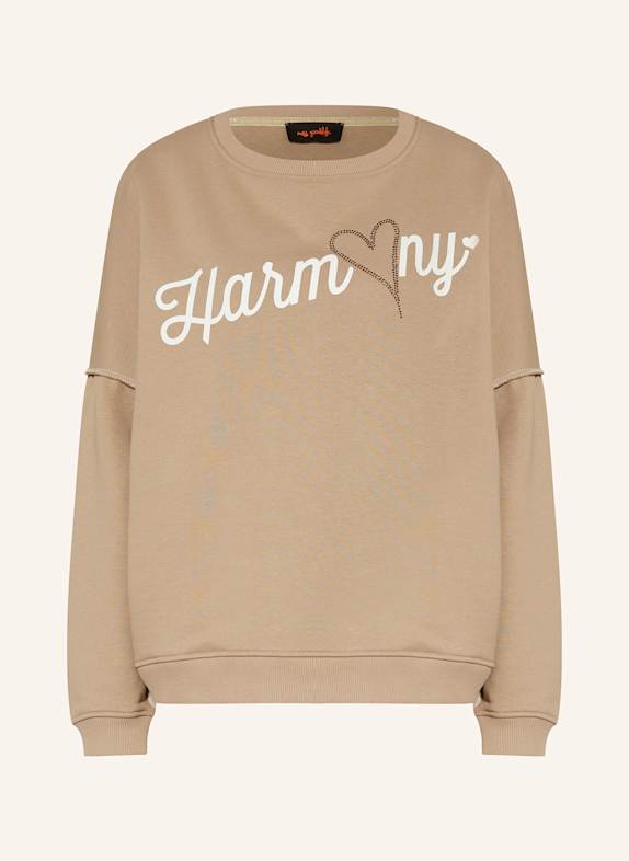miss goodlife Sweatshirt mit Schmucksteinen BEIGE/ WEISS
