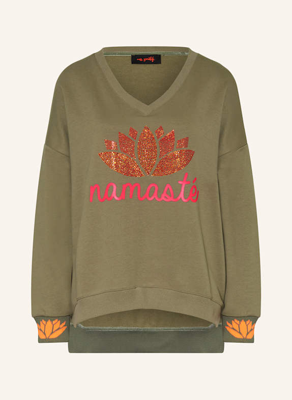 miss goodlife Sweatshirt mit Schmucksteinen OLIV