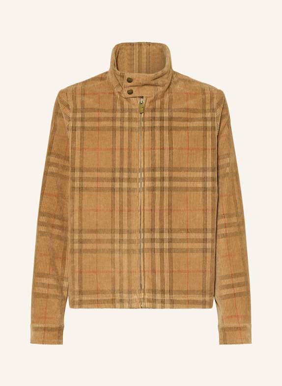 BURBERRY Manšestrová bunda KOŇAKOVÁ/ ČERVENÁ/ ČERNÁ