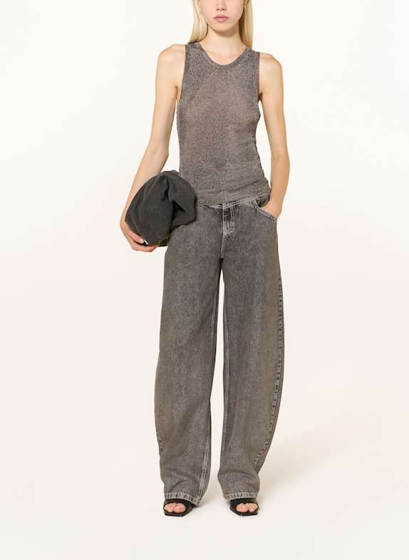 GESTUZ Gebreide top GZSILVI met glittergaren TAUPE