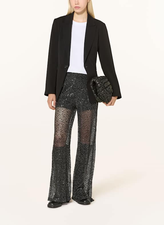 GESTUZ Mesh-broek GZSAINA met pailletten ZWART