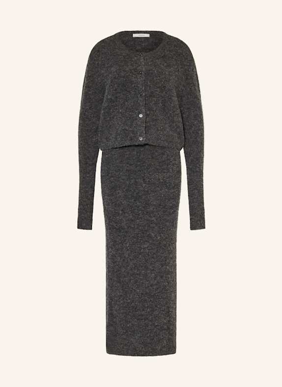 GESTUZ Set GZALPHA: Strickkleid und Strickjacke mit Alpaka DUNKELGRAU