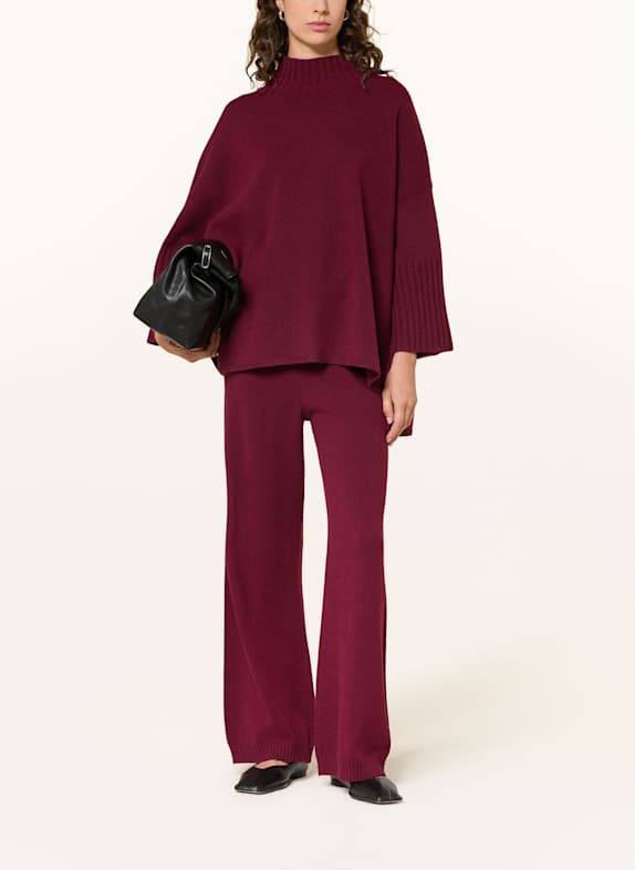MRS & HUGS Gebreide broek van merinowol DONKERROOD