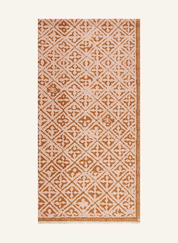 friendly hunting Cashmere-Tuch SQUARE ROYAL BRAUN/ HELLROSA/ CREME
