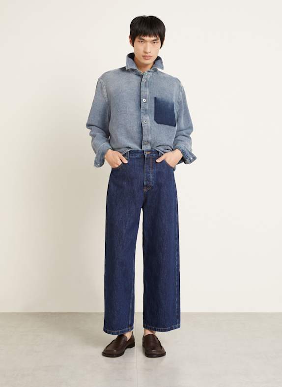 LOEWE Košile Comfort Fit v džínovém vzhledu ČERNOŠEDÁ