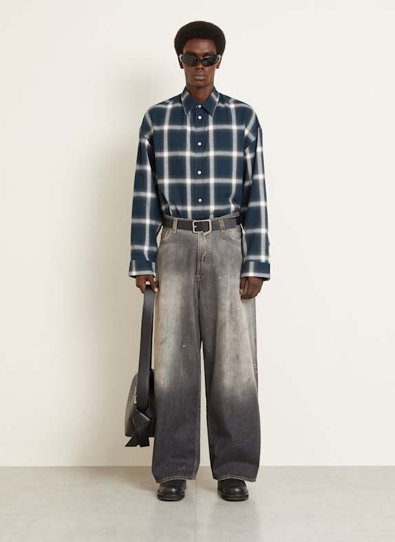 Acne Studios Overhemd Comfort Fit DONKERBLAUW / WIT
