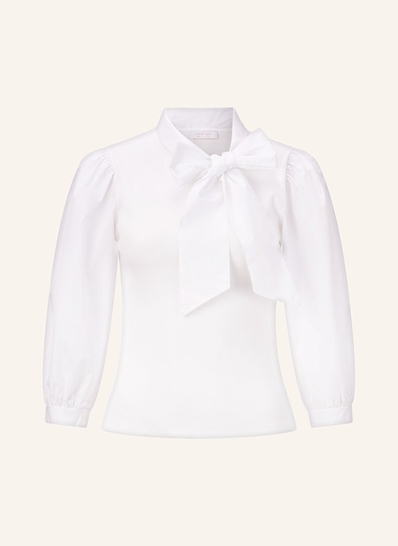 Rich & Royal Schluppenbluse im Materialmix mit 3/4-Arm WEISS