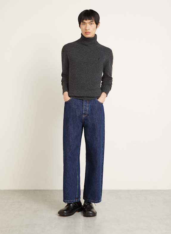 AMI PARIS Turtleneck sweater in cashmere DARK GRAY