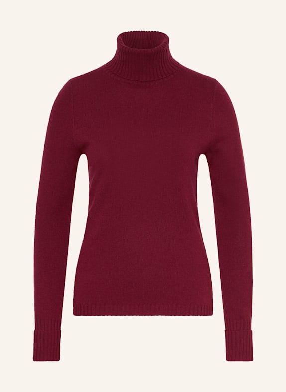 FTC CASHMERE Rollkragenpullover aus Cashmere DUNKELROT