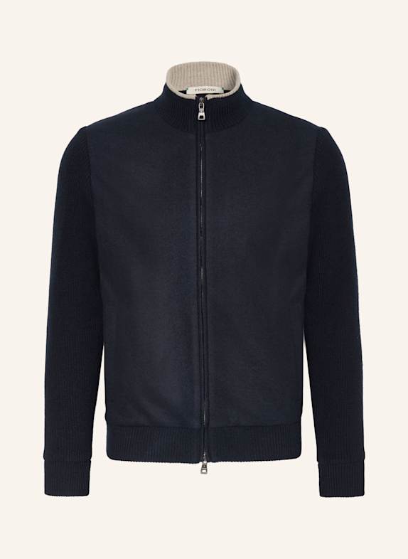 FIORONI Strickjacke im Materialmix DUNKELBLAU